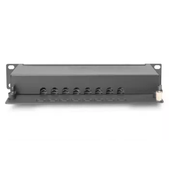 DIGITUS Patchpanel CAT6A θωρακισμένο, 8 θυρών 1U, 10 ίντσες τοποθέτηση σε rack, μαύρο RAL 9005