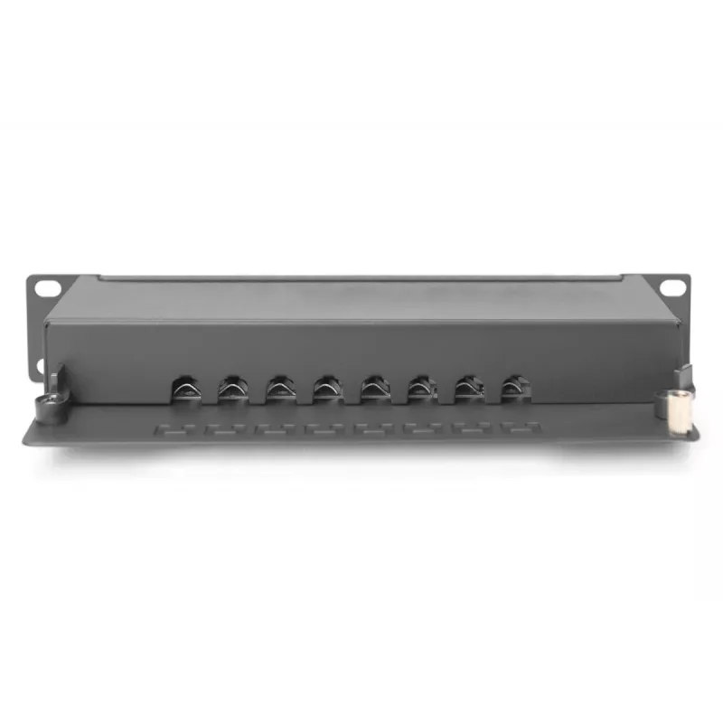 DIGITUS Patchpanel CAT6A θωρακισμένο, 8 θυρών 1U, 10 ίντσες τοποθέτηση σε rack, μαύρο RAL 9005