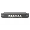 DIGITUS Patchpanel CAT6A θωρακισμένο, 8 θυρών 1U, 10 ίντσες τοποθέτηση σε rack, μαύρο RAL 9005