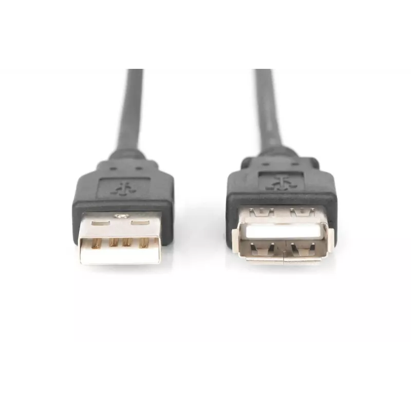 DIGITUS Καλώδιο επέκτασης USB 2.0, Type-A αρσενικό/θηλυκό, 2m, συμβατό με USB 2.0, Μαύρο