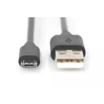 DIGITUS Καλώδιο σύνδεσης USB 2.0, Type-A - Micro B αρσενικό/αρσενικό, 2m συμβατό με USB 2.0 μαύρο