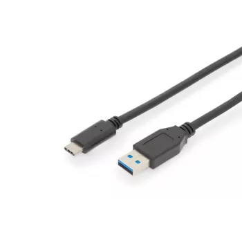 DIGITUS ASSMANN Καλώδιο σύνδεσης USB Type-C, Type-C σε A αρσενικό/αρσενικό, 1m πλήρως εξοπλισμένο, Gen2, 3A, 10GB, έκδοση 3.1, CE, μαύρο