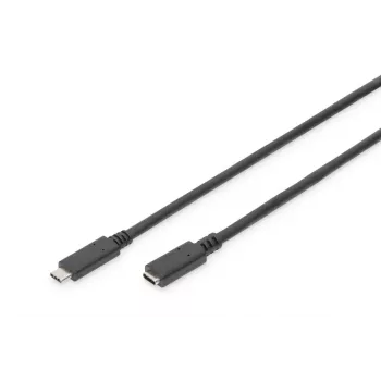 DIGITUS AK-300210-020-S καλώδιο προέκτασης USB-C, USB 2.0, USB-C αρσενικό/θηλυκό, 3 A, 2 m, μαύρο