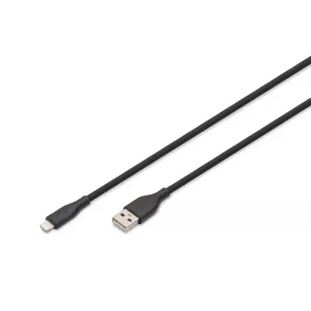 DIGITUS Καλώδιο φόρτισης USB σιλικόνης USB-A - Lightning USB 2.0 12W - 50cm μαύρο