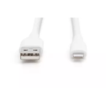 DIGITUS Καλώδιο φόρτισης USB σιλικόνης USB-A - Lightning USB 2.0 12W - 1m λευκό