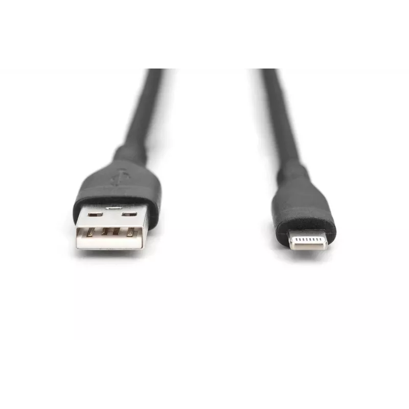 DIGITUS Καλώδιο φόρτισης USB σιλικόνης USB-A - Lightning 2m USB 2.0 12W - 2m μαύρο