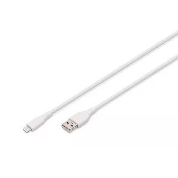 DIGITUS Καλώδιο φόρτισης USB σιλικόνης USB-A - Lightning USB 2.0 12W - 2m λευκό