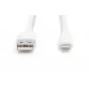 DIGITUS Καλώδιο φόρτισης USB σιλικόνης USB-A - Lightning USB 2.0 12W - 2m λευκό