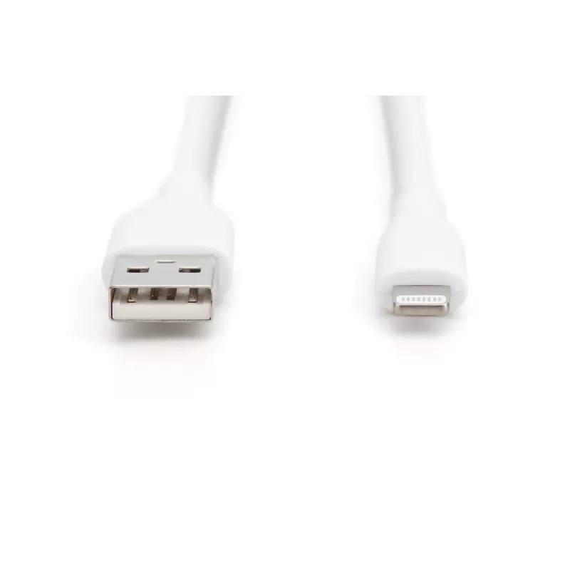 DIGITUS Καλώδιο φόρτισης USB σιλικόνης USB-A - Lightning USB 2.0 12W - 2m λευκό