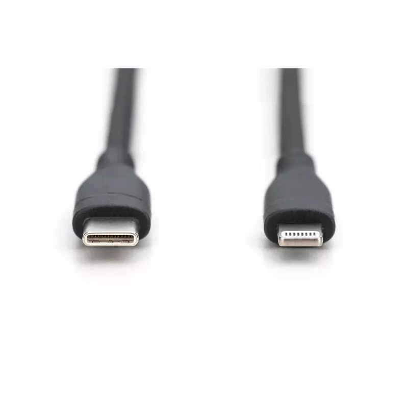 DIGITUS Καλώδιο φόρτισης USB σιλικόνης USB-C - Lightning USB 2.0 60W - 1m μαύρο
