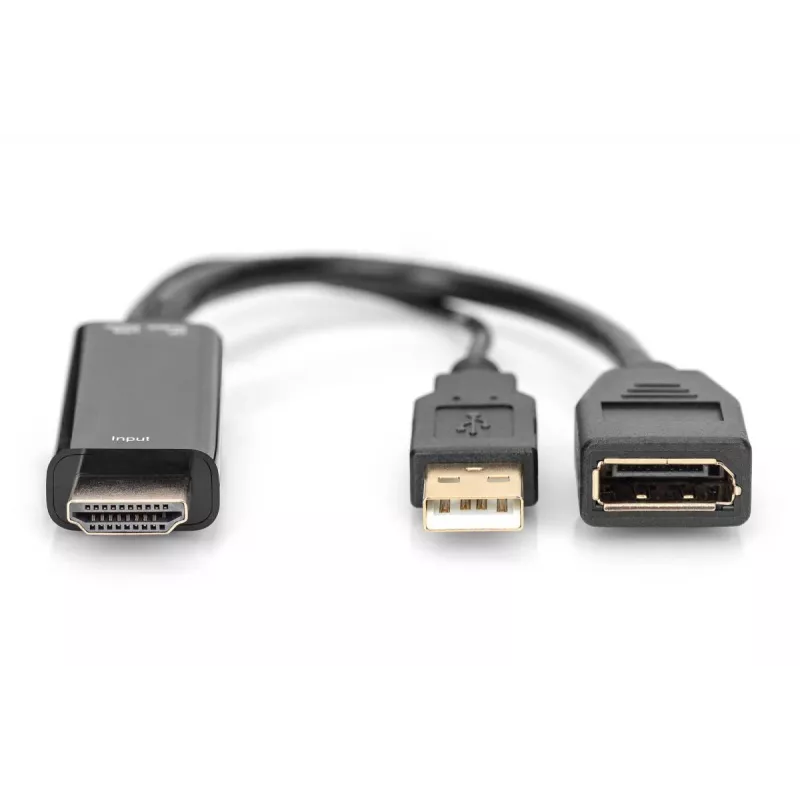 Digitus Προσαρμογέας 4K HDMI HDMI σε DisplayPort 0,2 m HDMI Type-A USB