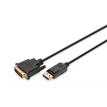 Καλώδιο προσαρμογέα DIGITUS DisplayPort, DP - DVI (24+1) αρσενικό/αρσενικό, 3m με ασφάλιση, συμβατό με DP 1.1a, CE, μαύρο