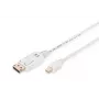 Καλώδιο σύνδεσης DIGITUS DisplayPort, Mini DP - DP αρσενικό/αρσενικό, 2m με ασφάλιση, συμμορφούμενο με DP 1.1a, λευκό
