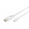 Καλώδιο σύνδεσης DIGITUS DisplayPort, Mini-DP - DP βύσμα/βύσμα, 3 m με ασφάλιση, συμμορφούμενο με DP 1.1a, λευκό