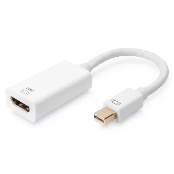 Καλώδιο προσαρμογέα DIGITUS ASSMANN DisplayPort, Mini-DP - HDMI Type A αρσενικό/θηλυκό, 20 cm, HDMI Ver. 2.0, ενεργό, CE, χρυσό, λευκό