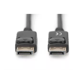 Καλώδιο σύνδεσης DIGITUS DisplayPort, DP αρσενικό/αρσενικό, 3m με ασφάλιση, DP 1.2, Ultra HD 4K, μαύρο
