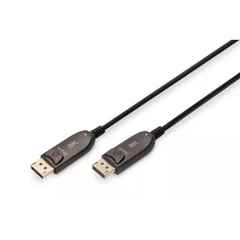 Καλώδιο σύνδεσης DIGITUS DisplayPort AOC υβριδικό οπτικών ινών αρσενικό/αρσενικό UHD 8K@60Hz, CE, μαύρο 10m