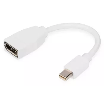 Καλώδιο προσαρμογέα DIGITUS DisplayPort, Mini DP - DP αρσενικό/θηλυκό, 0,15 m, συμμορφούμενο με DP 1.2, λευκό