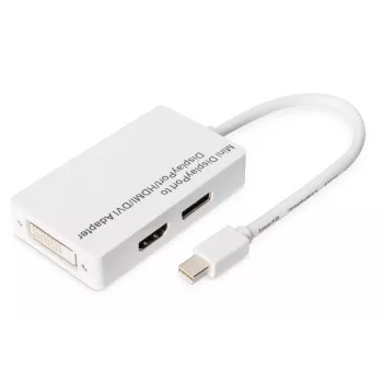 DIGITUS DB-340509-002-W προσαρμογέας Mini DisplayPort σε DisplayPort/HDMI/DVI, 1080p/60 Hz, 0,2 m, λευκός