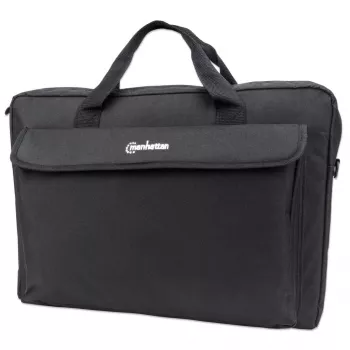 Manhattan London Τσάντα laptop 17,3 inch, Toploader, μαύρη, LOW COST, θήκη αξεσουάρ, ιμάντας ώμου (αφαιρούμενος), τσάντα notebook, τρία χρόνια εγγύηση
