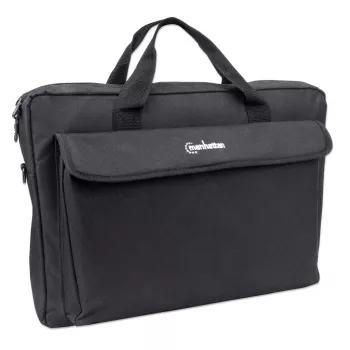 Manhattan London Τσάντα laptop 17,3 inch, Toploader, μαύρη, LOW COST, θήκη αξεσουάρ, ιμάντας ώμου (αφαιρούμενος), τσάντα notebook, τρία χρόνια εγγύηση