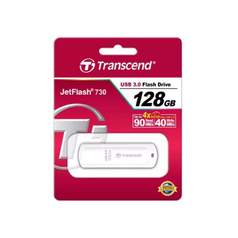 TRANSCEND Jetflash 730 - 128GB USB stick - USB 3.0 - Λευκό