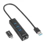 SHARKOON USB Hub - 3-Port USB 3.2 Gen 1 Αλουμίνιο + Ethernet Μαύρο