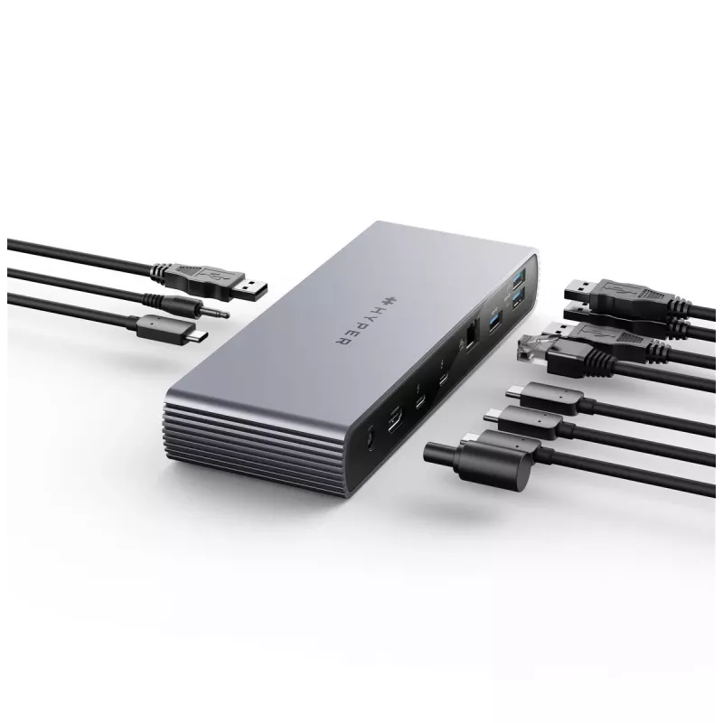 Targus HDTB4D-EUZ Σταθμός σύνδεσης laptop/Επαναλήπτης θυρών Thunderbolt 4 Γκρι