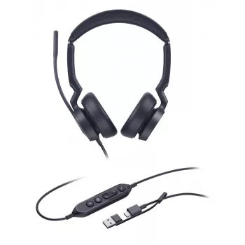 Yealink UH46 Dual Teams USB-C/A Headset, ενσύρματο, 20 - 20000 Hz, γραφείο/callcenter, 166 g, Headset, μαύρο