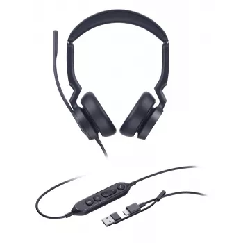 Yealink UH46 Dual UC USB-C/A Headset, ενσύρματο, 20 - 20000 Hz, γραφείο/callcenter, 166 g, Headset, μαύρο