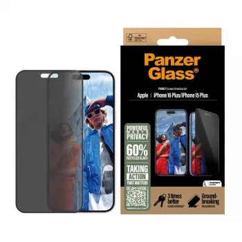 PanzerGlass® Privacy Screen Protector iPhone 16 Plus | 15 Plus | Ultra-Wide Fit με EasyAligner