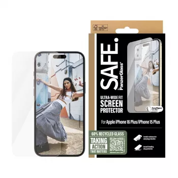 PanzerGlass SAFE. by ® Μεμβράνη προστασίας οθόνης iPhone 16 Plus | 15 Plus | Ultra-Wide Fit
