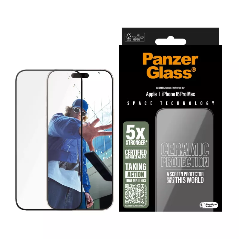 PanzerGlass ® Κεραμική προστασία οθόνης iPhone 16 Pro Max | Ultra-Wide Fit με EasyAligner