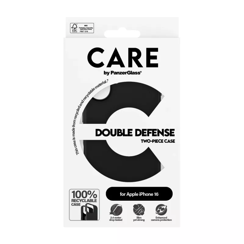 PanzerGlass CARE™ by ® Double Defense Case μαύρο iPhone 16, θήκη, Apple, Apple - iPhone 16, μαύρο