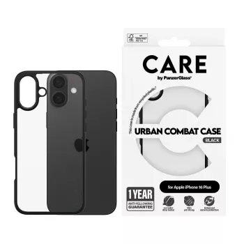 PanzerGlass CARE™ by ® Urban Combat Case διάφανη με μαύρο πλαίσιο iPhone 16 Plus