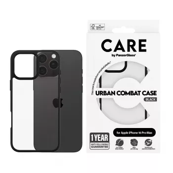 PanzerGlass CARE™ by ® Urban Combat Case διαφανές με μαύρο πλαίσιο iPhone 16 Pro Max