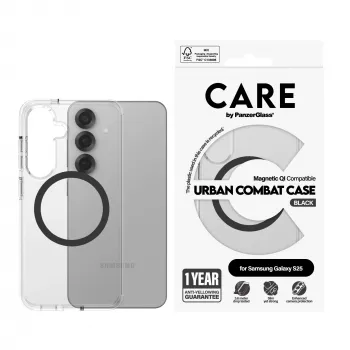 PanzerGlass CARE™ by ® Urban Combat Θήκη διαφανής με μαύρο Qi-συμβατή Samsung Galaxy S25
