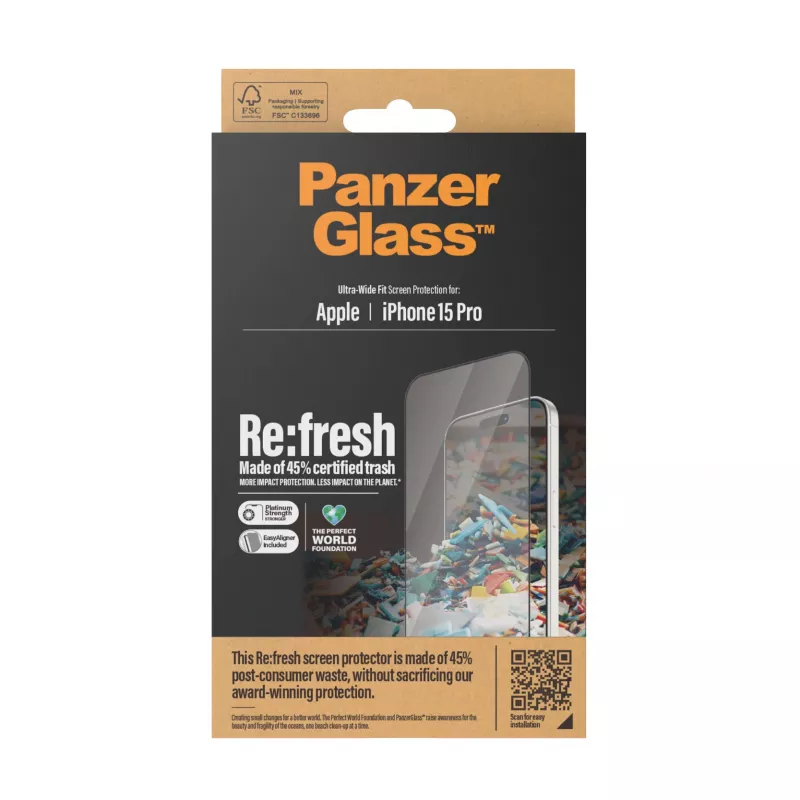 PanzerGlass ® Re:fresh Προστασία οθόνης iPhone 15 Pro | Ultra-Wide Fit με EasyAligner
