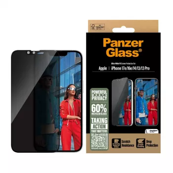 PanzerGlass ® Privacy Screen Protector iPhone 17e | 16e | 14 | 13 | 13 Pro | Ultra-Wide Fit με EasyAligner