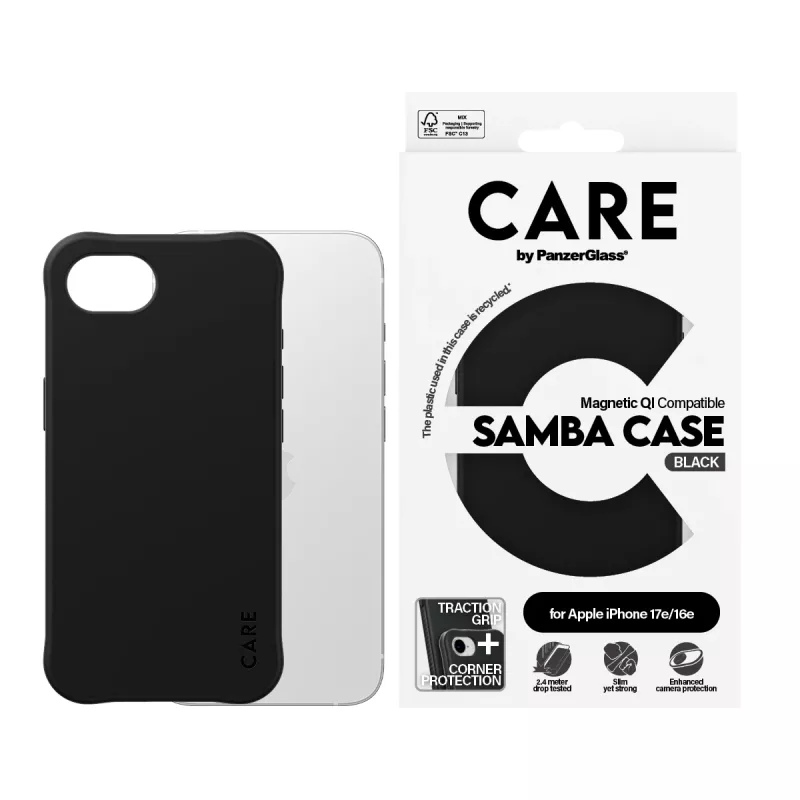 PanzerGlass CARE™ by ® Samba Case μαύρο με Qi Compatible iPhone 17e | 16e