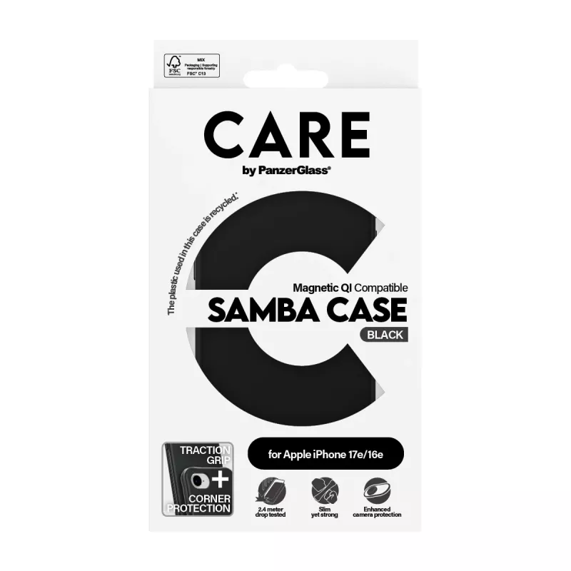 PanzerGlass CARE™ by ® Samba Case μαύρο με Qi Compatible iPhone 17e | 16e