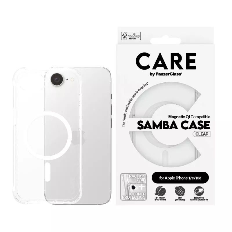 PanzerGlass CARE™ by ® Samba Θήκη διαφανής με λευκό Qi-συμβατή iPhone 17e | 16e