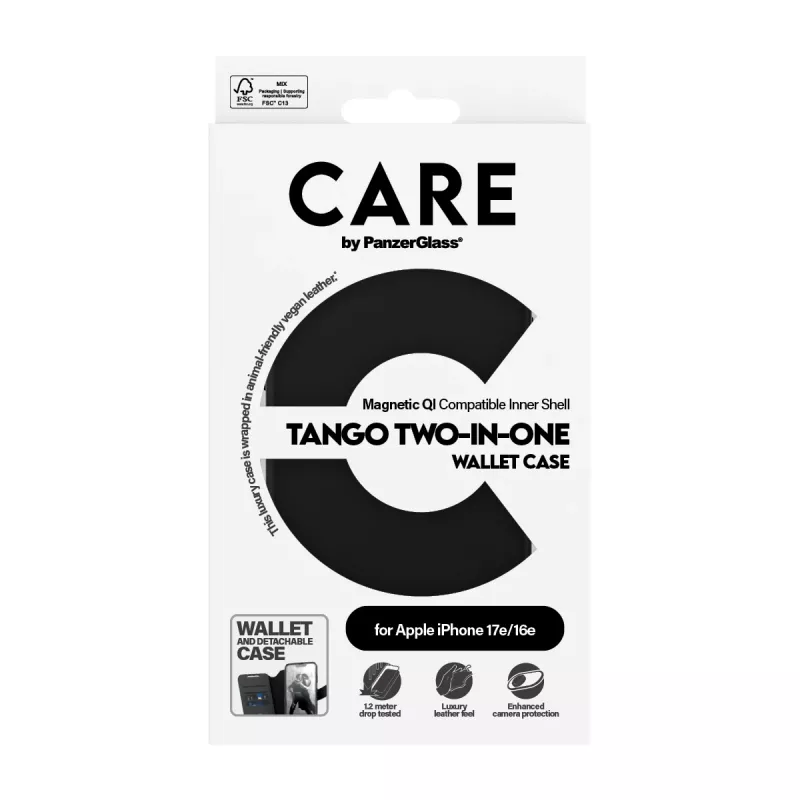 PanzerGlass CARE™ by ® Tango 2-in-1 Wallet Case με Qi iPhone 17e | 16e