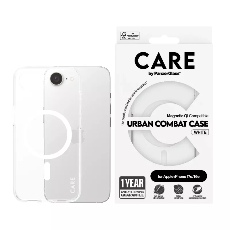 Θήκη PanzerGlass CARE by Flagship θήκη διαφανές Urban Combat λευκό Qi Compatible iPhone 16e