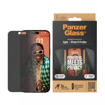 PanzerGlass ® Privacy Screen Protector iPhone 15 Pro Max | Ultra-Wide Fit με EasyAligner