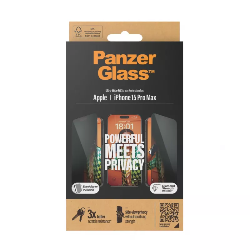 PanzerGlass ® Privacy Screen Protector iPhone 15 Pro Max | Ultra-Wide Fit με EasyAligner