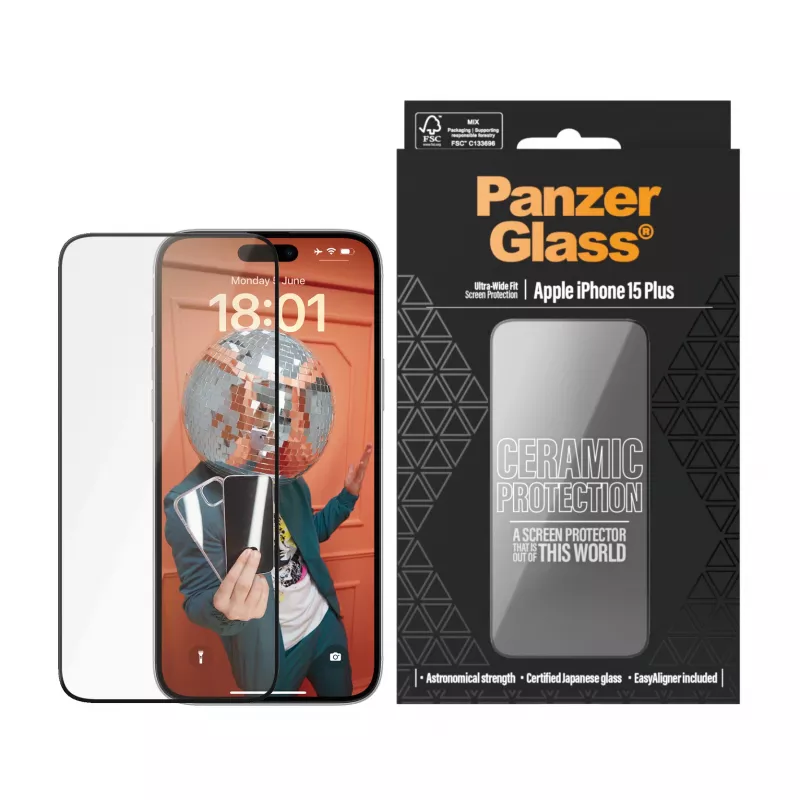 PanzerGlass ® Ceramic Protection για iPhone 15 Plus | Ultra-Wide Fit με EasyAligner