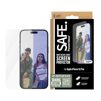 PanzerGlass SAFE. by ® μεμβράνη προστασίας οθόνης Anti-Blue Light iPhone 16 Plus | 15 Plus | Ultra-Wide Fit