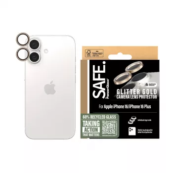 PanzerGlass SAFE. by ® προστασία φακού κάμερας Glitter Gold iPhone 16 | 16 Plus