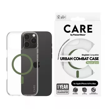 PanzerGlass CARE™ by ® θήκη Urban Combat διαφανές με πράσινο MagSafe για iPhone 16 Pro Max